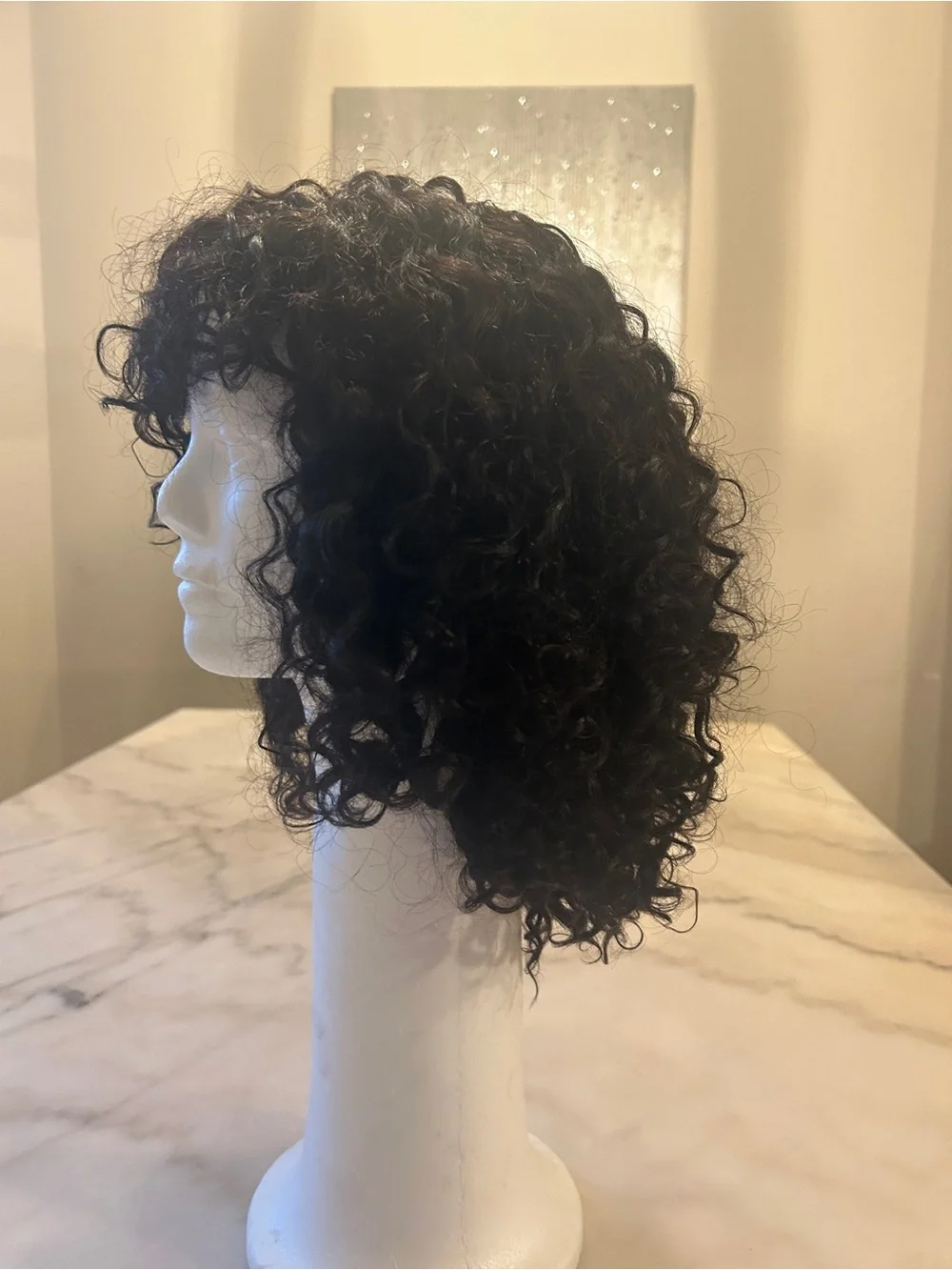 Natural Black 12” Curly Short Wig - 150 density with Fringe-Worn a few times💜
